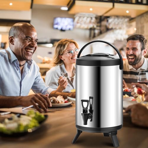 Stainless Steel Insulated Beverage Dispenser 2.64 Gallon for Hot & Cold Drinks W699989