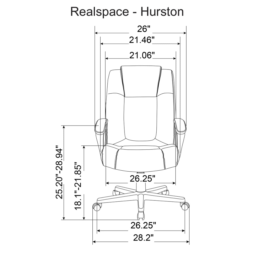 Realspace Hurston Bonded Leather High-Back Executive Chair, Black F64468