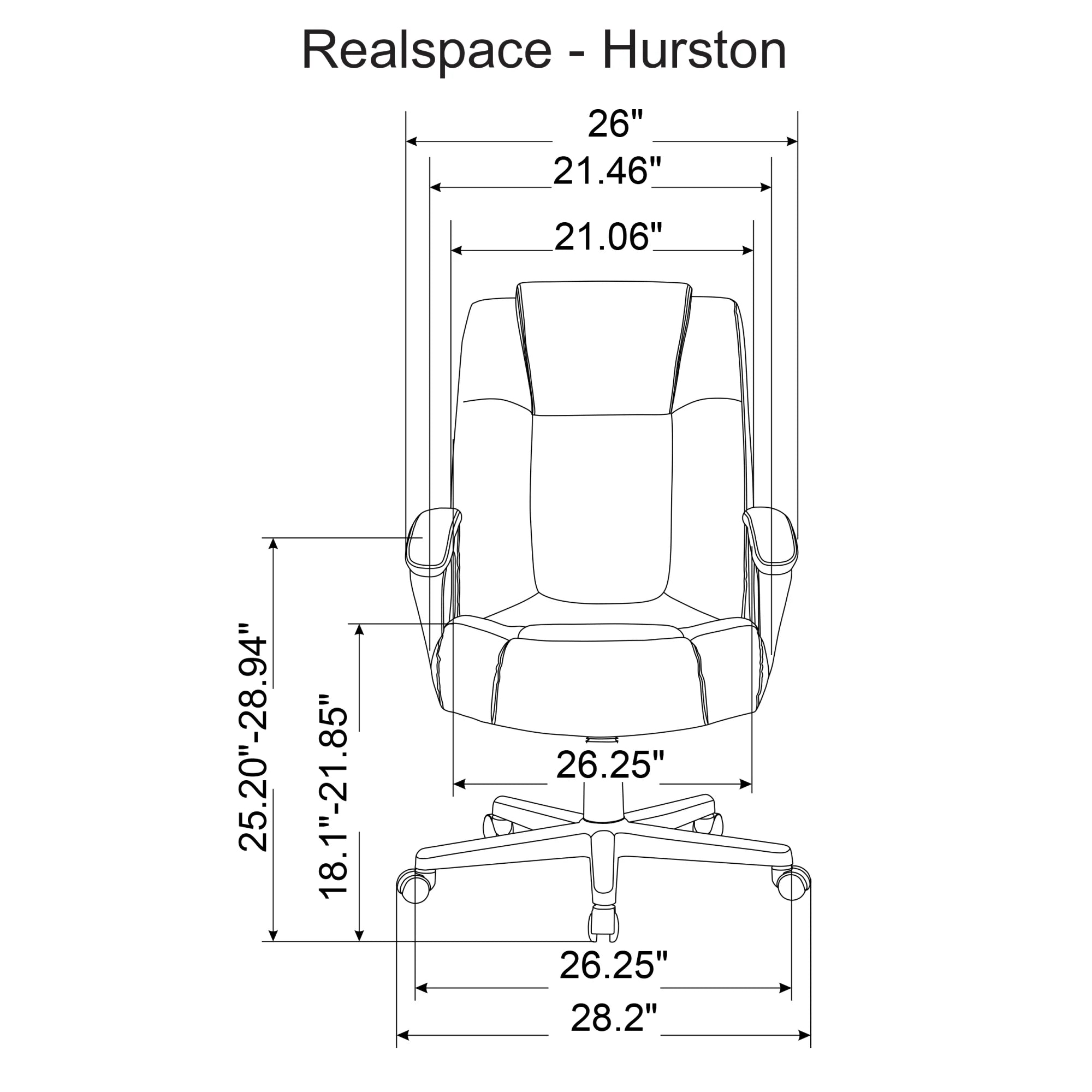 Realspace Hurston Bonded Leather High-Back Executive Chair, Black F64468