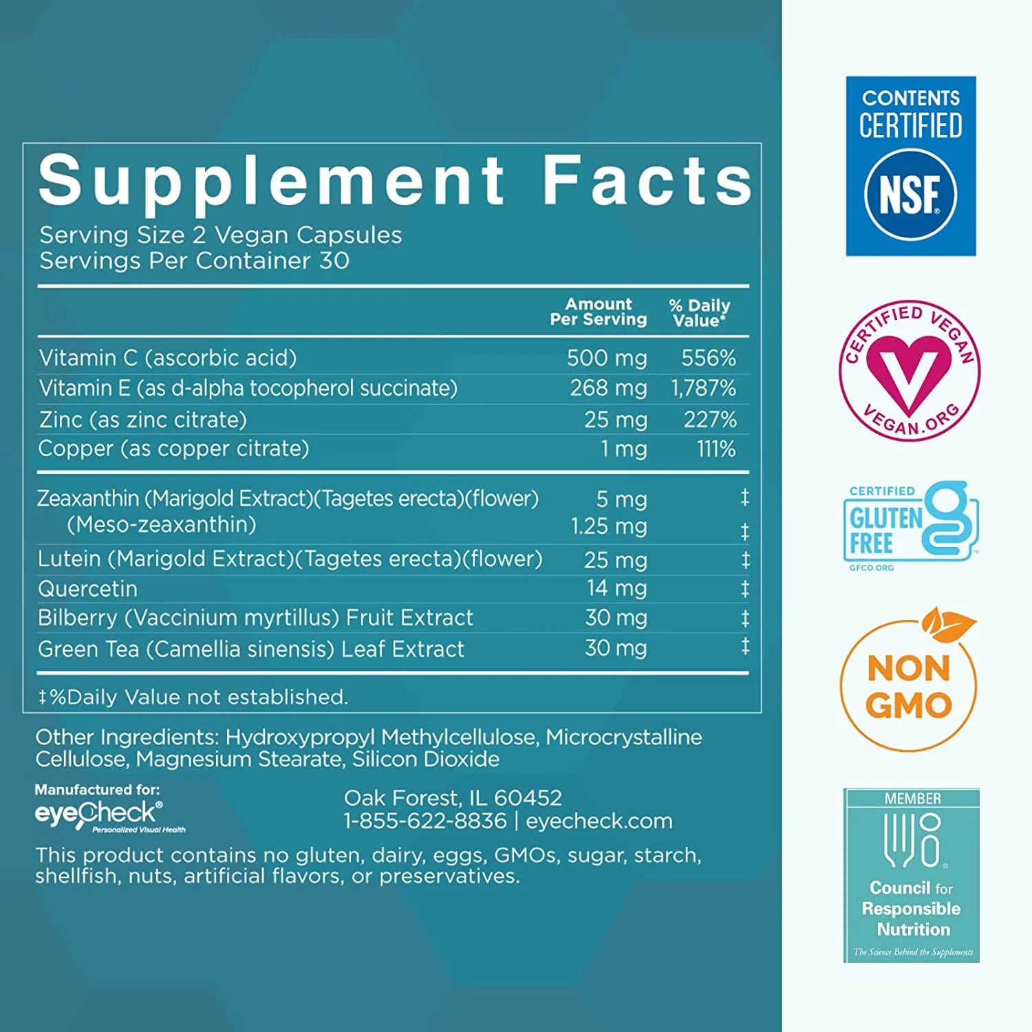 Eyecheck Macutene Macular Support Supplement with Lutein, 60 Capsules A39986