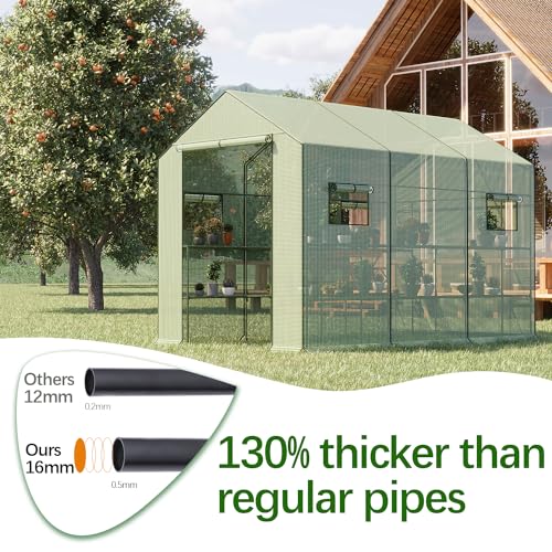 Walk-in Greenhouse 56x28x76 inch with Roll-Up Zipper and Shelves Z47335