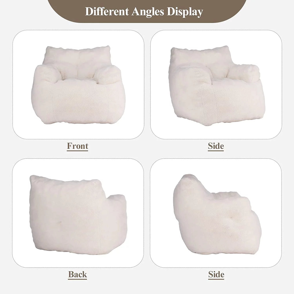Sumdeal Soft Tufted Foam Bean Bag Chair for Adults, Ivory W376268