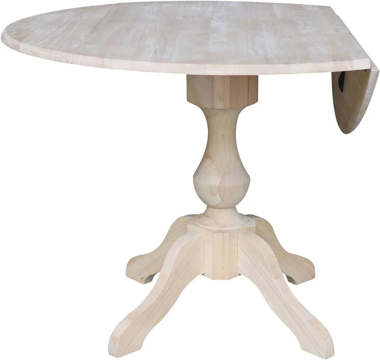 Round Dual Drop Leaf Pedestal Dining Table, Unfinished X20489