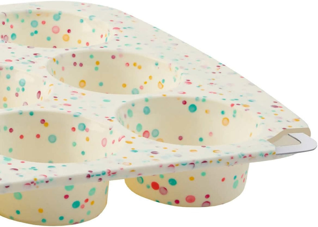 Trudeau Structure White Confetti Reinforced 12 Cup Dome Cake Pan Silicone Bakeware, 2 Pack A233821