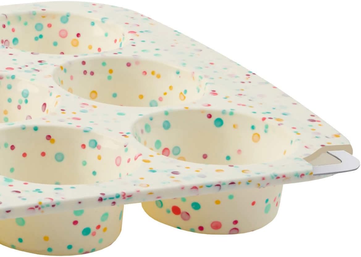 Trudeau Structure White Confetti Reinforced 12 Cup Dome Cake Pan Silicone Bakeware, 2 Pack A233821