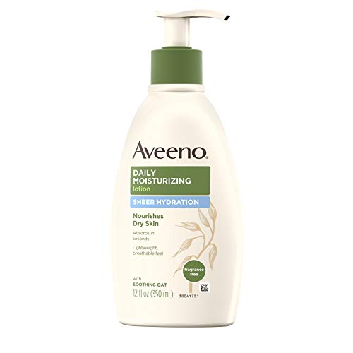 Aveeno Sheer Hydration Daily Moisturizing Lotion for Dry Skin, Fragrance-Free, 12 Fl. Oz J352