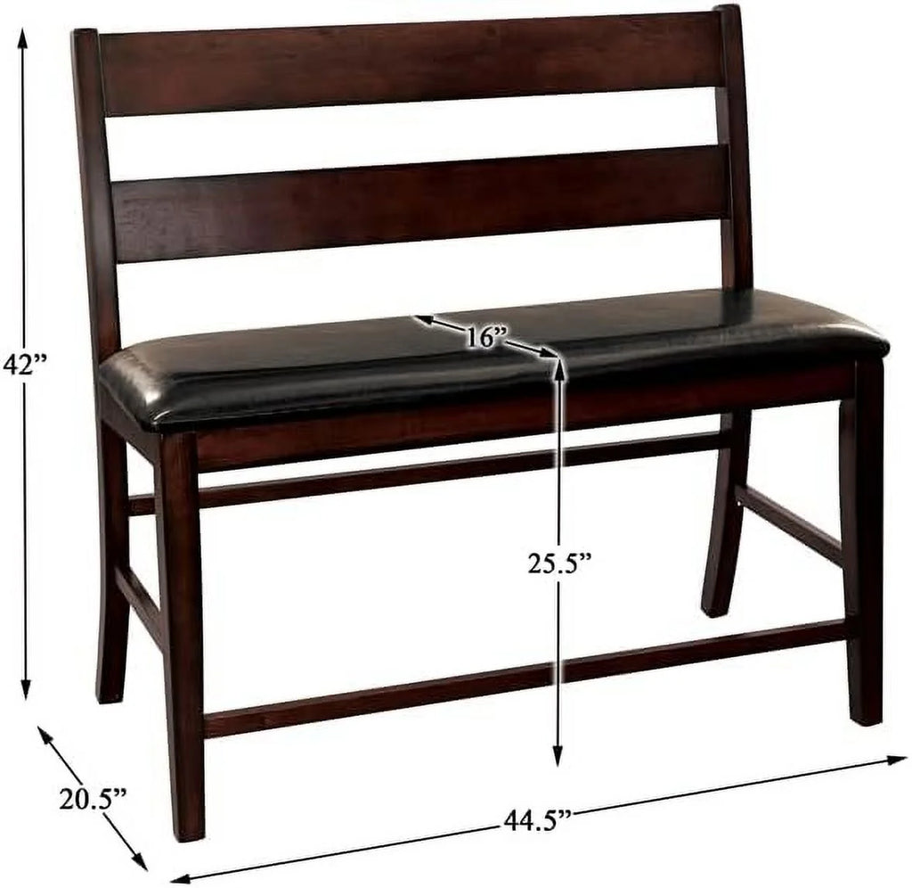 HJZUINIUNIU Wood Counter Height Dining Bench with Back Cherry P512