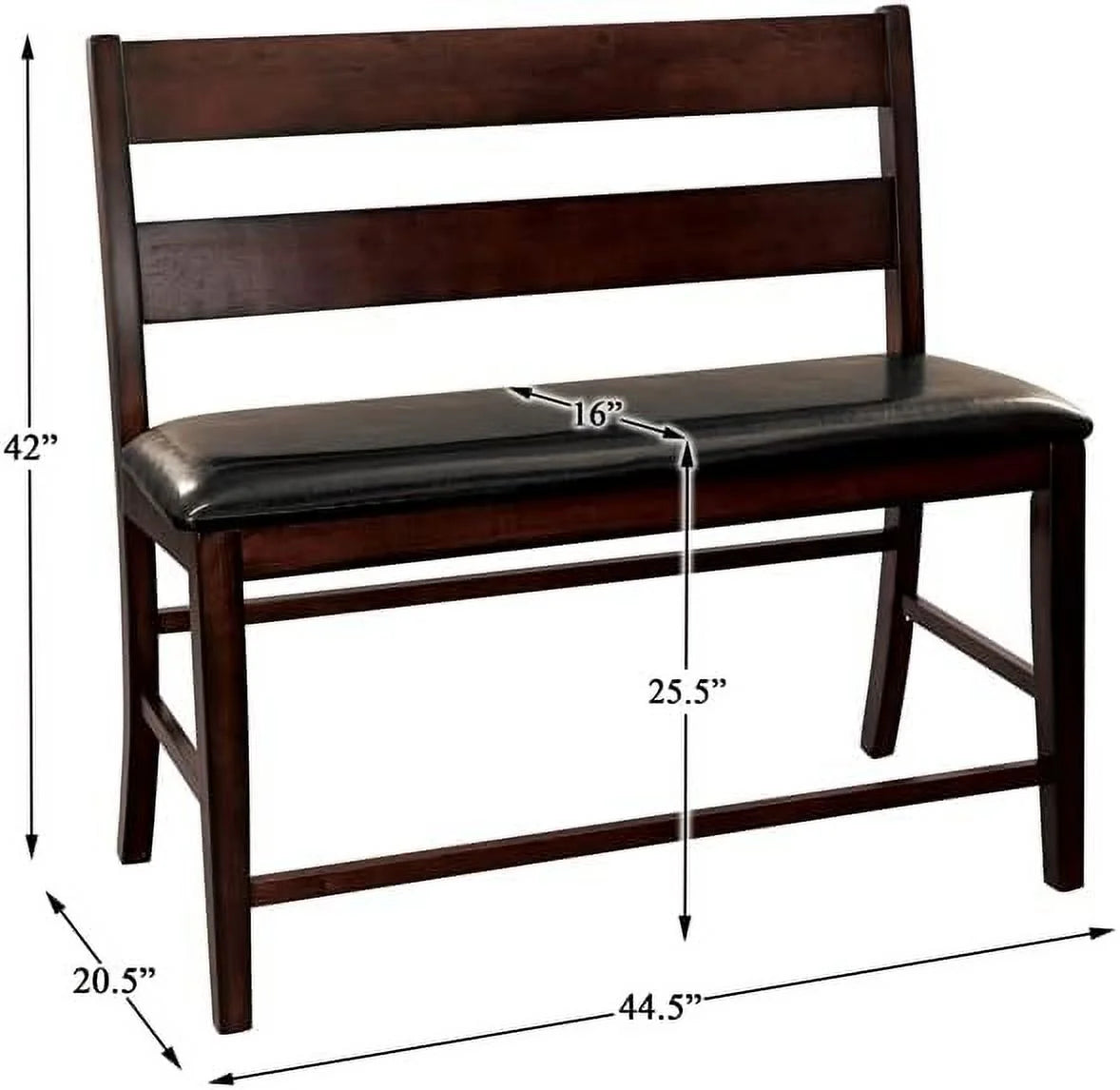 HJZUINIUNIU Wood Counter Height Dining Bench with Back Cherry P512