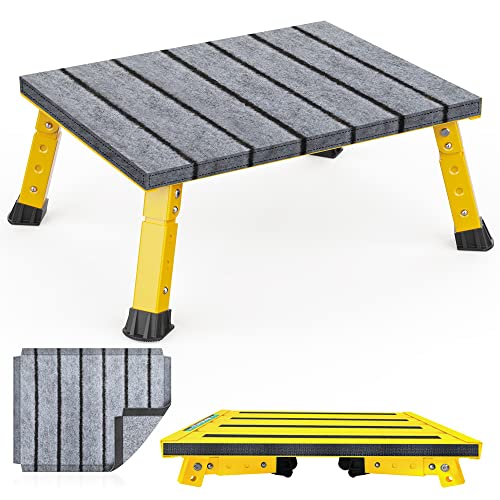 Large Platform RV Steps, 3-Level Adjustable Height Aluminum Folding Step Stool, Light Folding Anti-skidding RV Step, Supports Up to 1,000 lb (17.5" X 13.5" Large Platform)