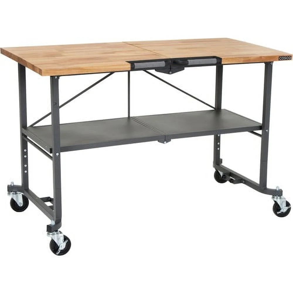 Cosco SmartFold Butcher Block Portable Workbench 52" Gray Q8328
