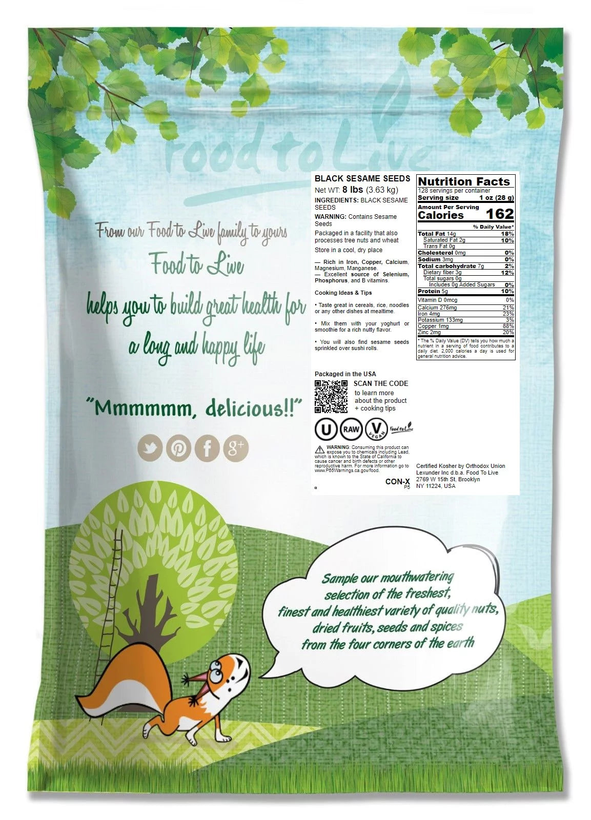 Black Sesame Seeds 8 lbs by Food to Live X7294