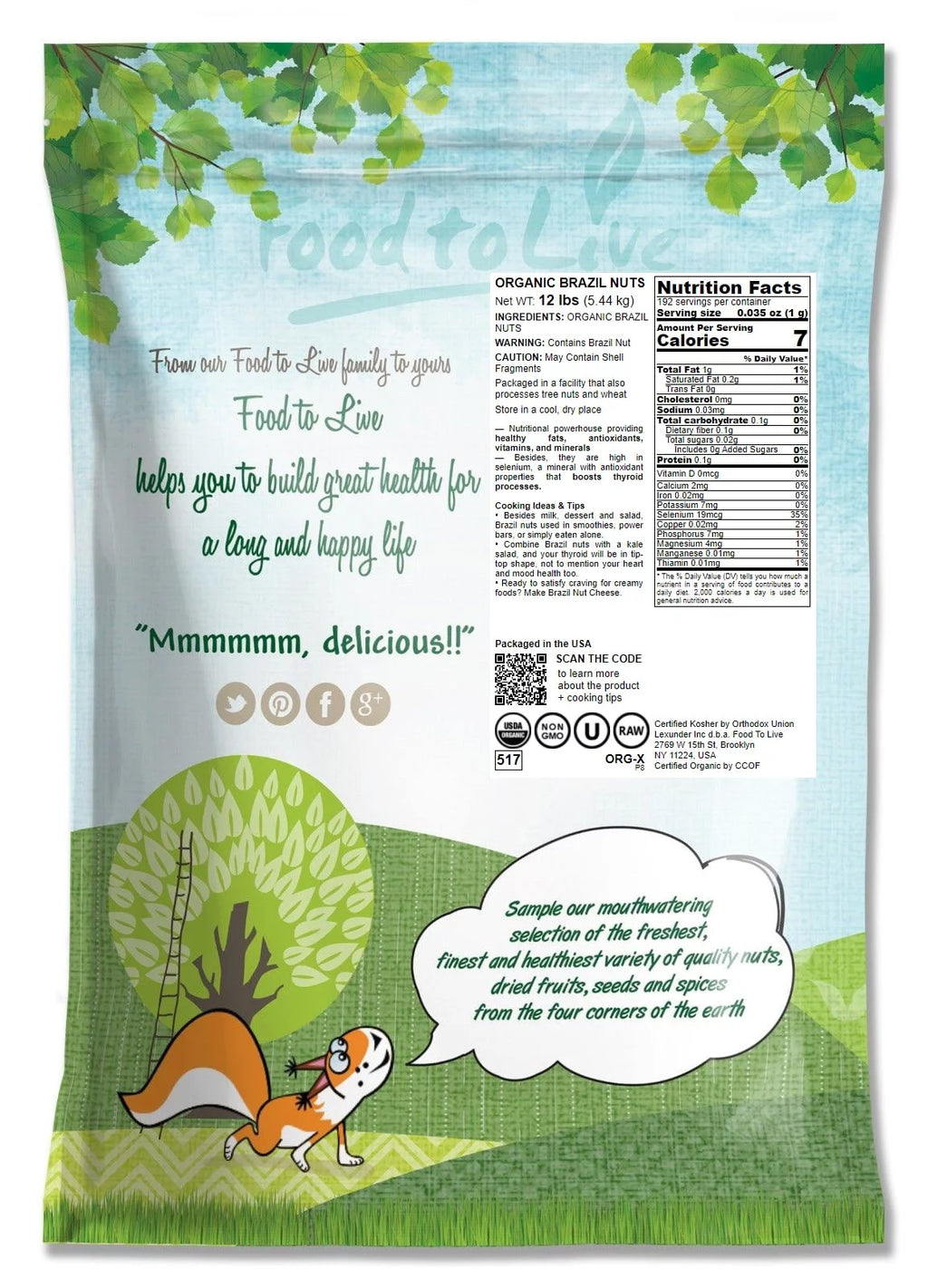 Organic Brazil Nuts, Non-GMO, 12 Pounds by Food to Live S42685