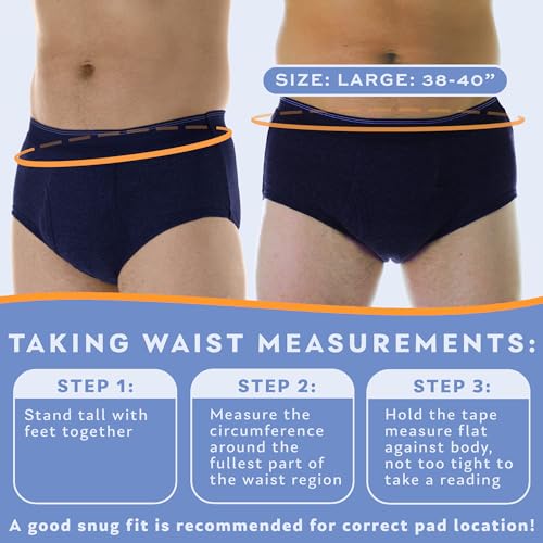 Wearever Men’s Incontinence Briefs, Reusable & Washable, Gray, M (Waist 34-36") O810