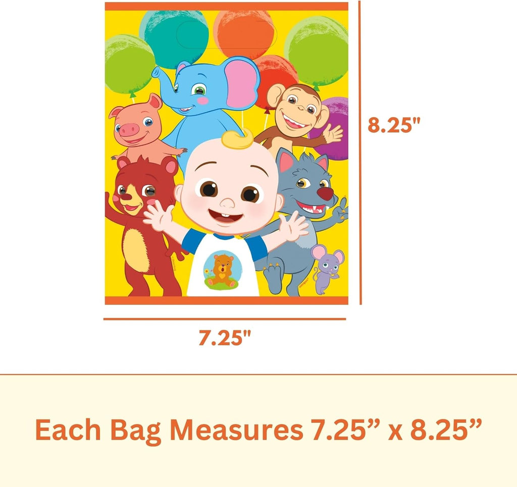 Cocomelon Goodie Bags Set - 24 Plastic Party Favor Bags with Checklist, Officially Licensed K54442