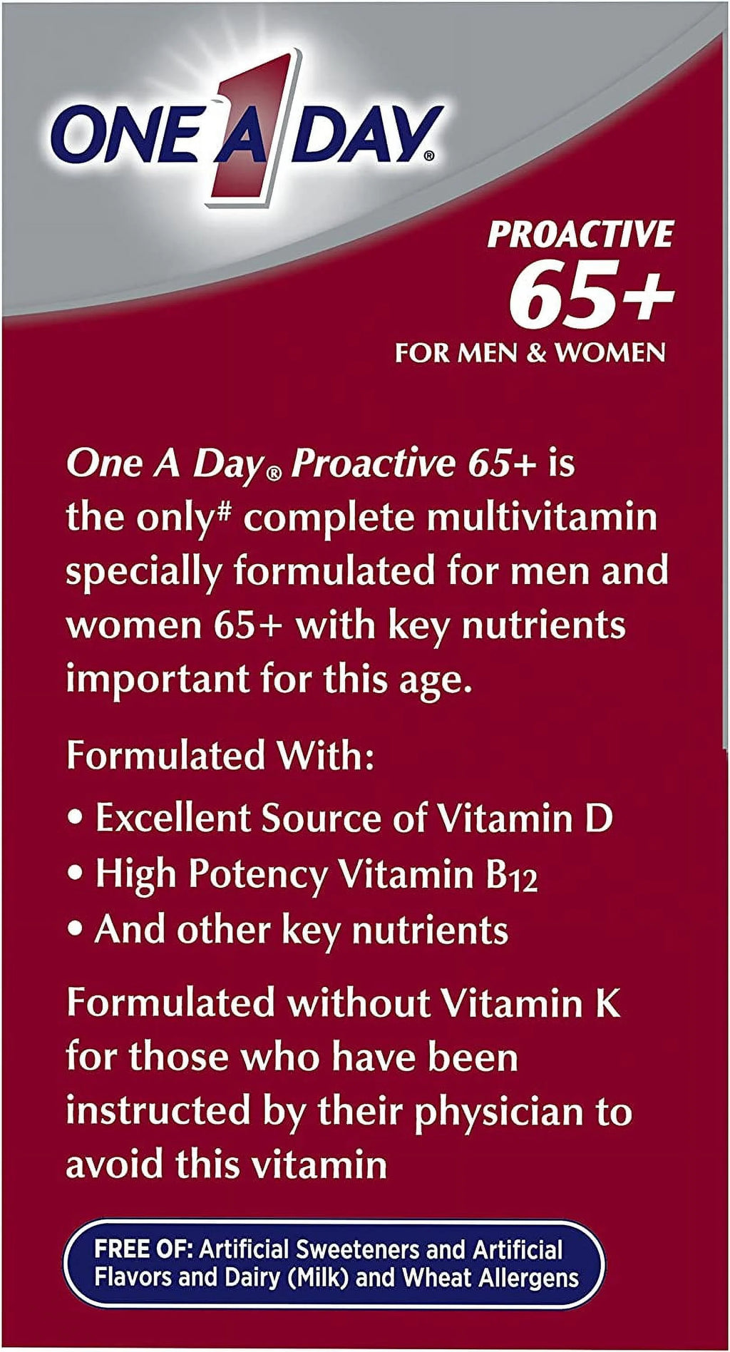 One A Day ProActive 65+ Multivitamin 150 Tablets, 5 Pack U14614