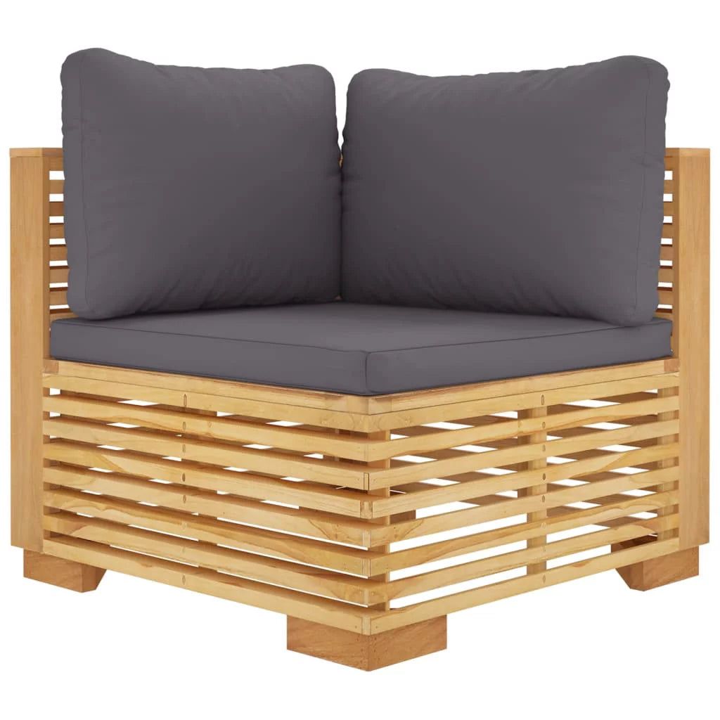 Walmeck Patio Corner Sofa with Cushions Solid Wood Teak Y474