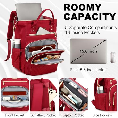 Women's 15.6 inch Laptop Backpack with Insulated Lunch Bag, Grey J968903
