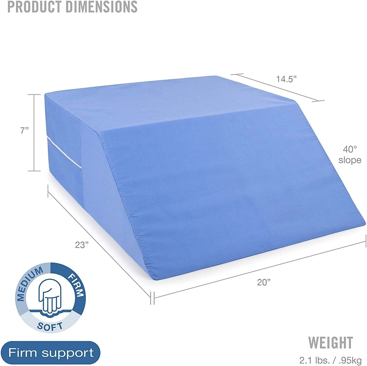 DMI Ortho Bed Wedge Elevated Leg Pillow, Supportive Foam, Blue 8" x 20" x 24" N589504