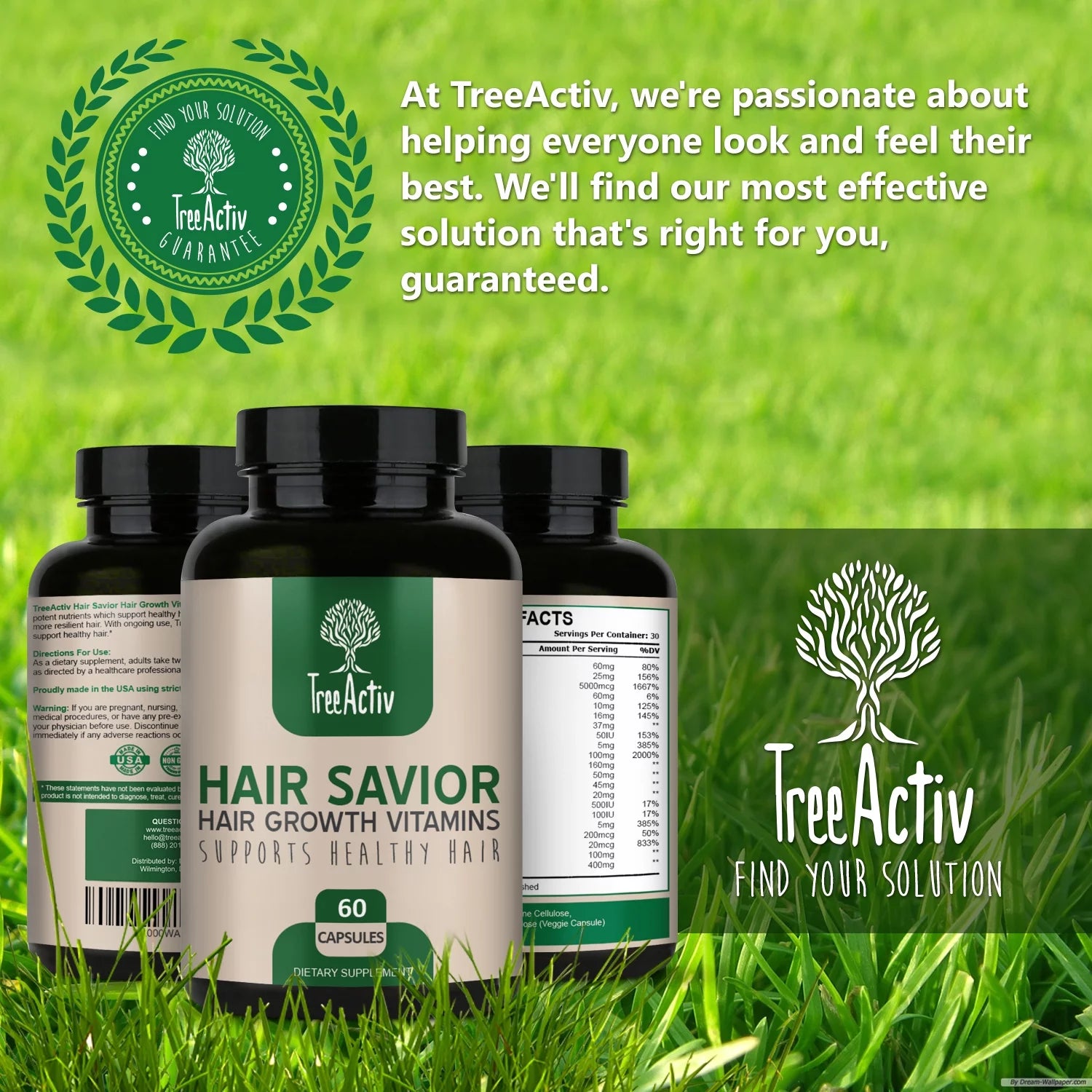 TreeActiv Hair Savior Biotin & Saw Palmetto Hair Growth Vitamins, 60 Capsules K871897