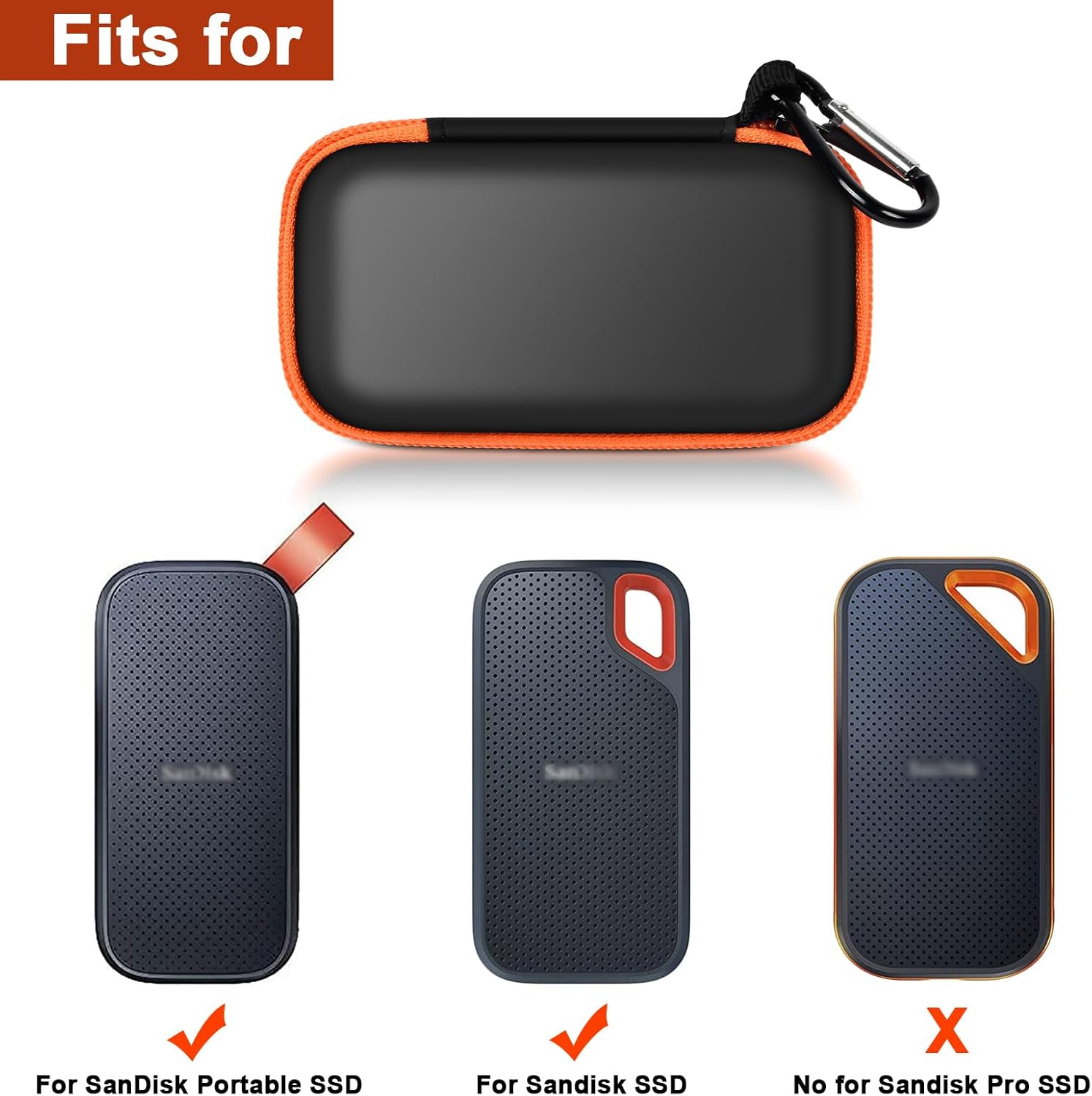 2 SSD Hard Drive Case for SanDisk Extreme Portable SSD, Orange S4802