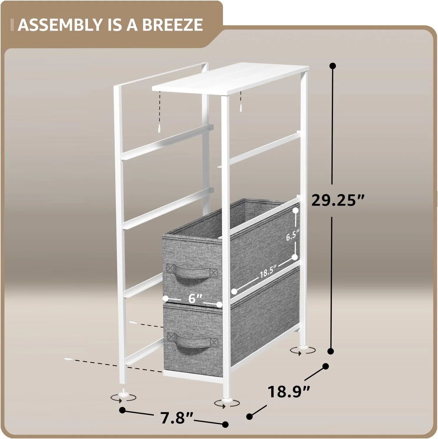 Sorbus Narrow 4-Drawer Dresser, White Z66781