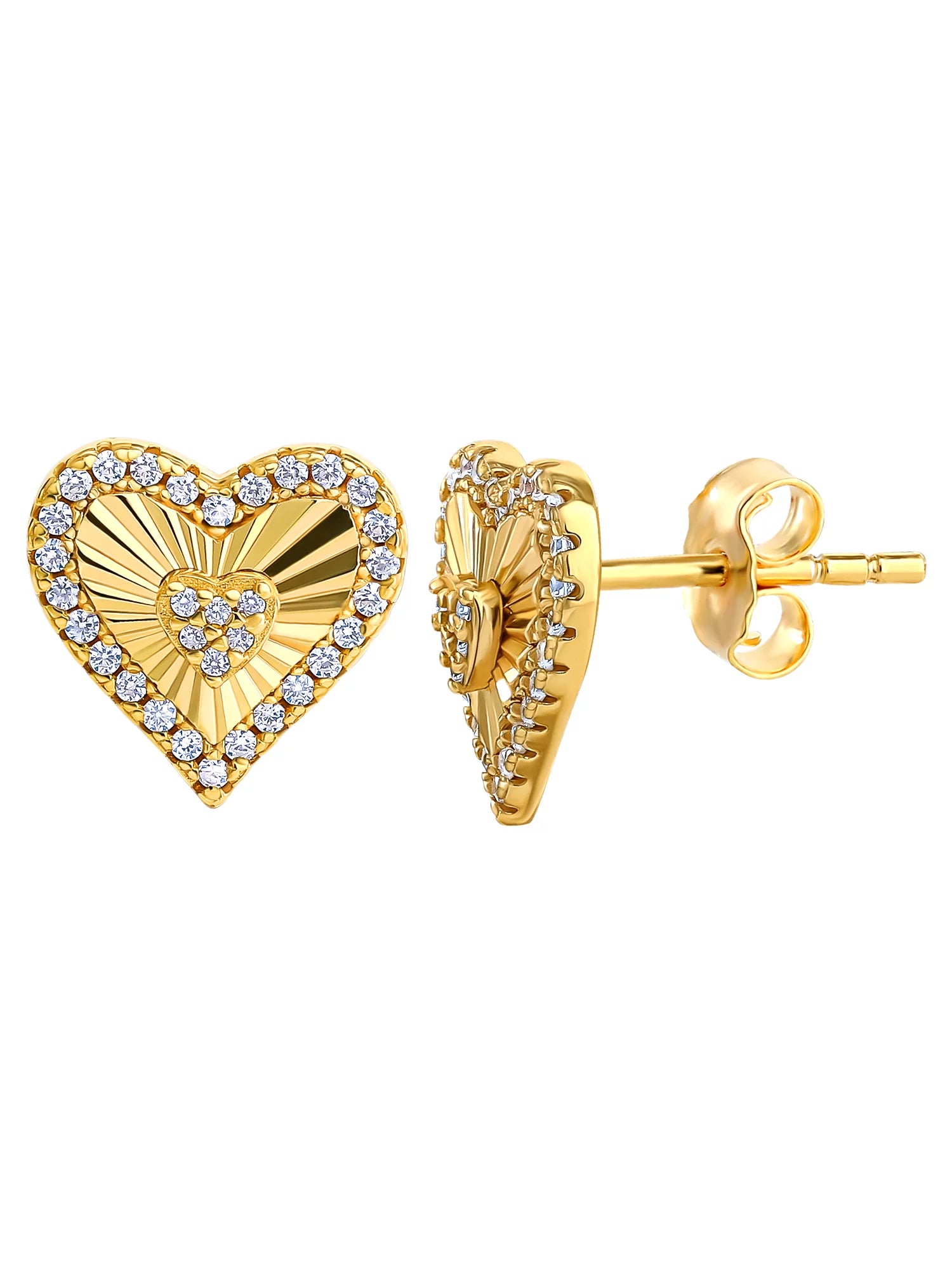JS Jessica Simpson Women’s Sterling Silver CZ Heart Stud Earring F792920