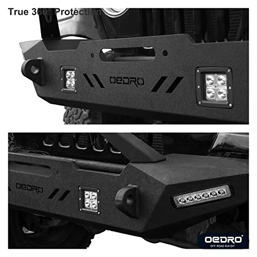 OEDRO Front Bumper for 87-06 Jeep Wrangler TJ YJ LJ with Winch Plate & LED Lights D975