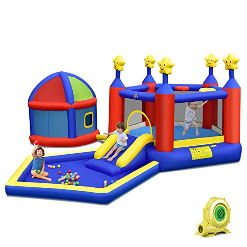 BOUNTECH Inflatable Bounce House, Bouncy House for Kids 5-12 Indoor Outdoor Family Fun w/Playhouse, Basketball Hoops, Ball Pit Pool, Portable Backyard Bouncer for Toddler Birthday Party Gifts