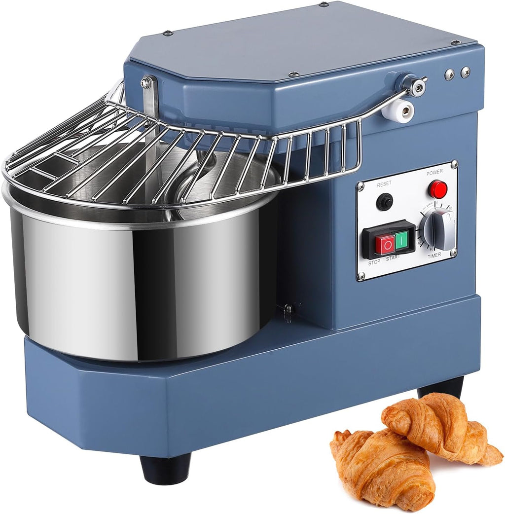 Commercial Dough Mixer, 8Qt Capacity Stainless Steel Bowl, 450W Dual Rotating Dough Kneading Machine with Security Shield & Timer Included, Baking Equipment for Restaurant Pizzeria