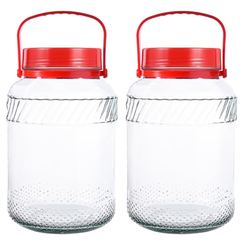1 Gallon Glass Jar with Lids,2 Pack Super Wide Mouth Large Mason Jars 128 oz,Glass Gallon Jugs Storage Container for Sun Tea,Kombucha,Storing,Canning
