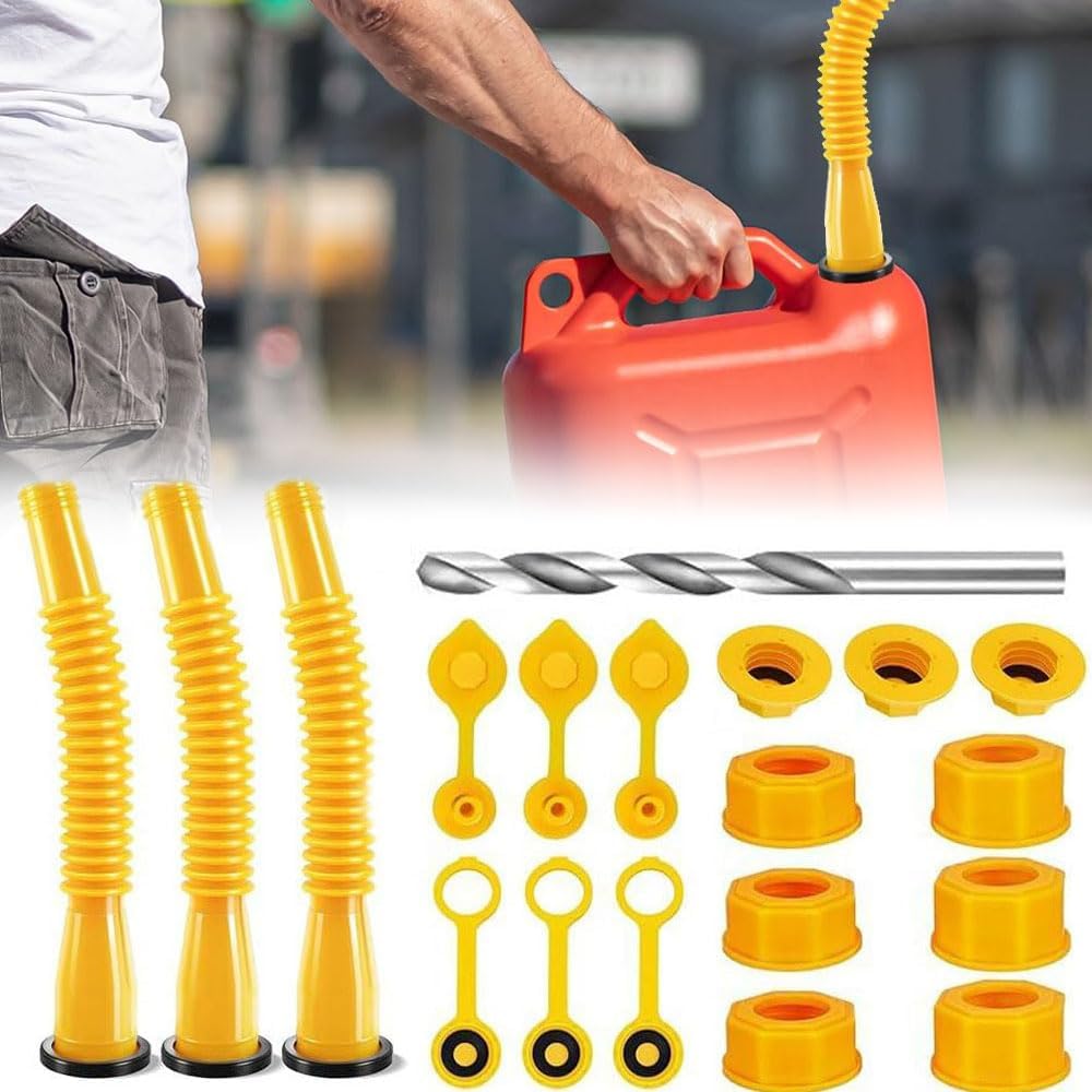 Gas Can Spout Replacement Kit, Upgraded Replacement Gas Can Spout with Flexible Nozzle Fit for Most 1/2/5/10 Gallon Oil Can, Anti-Spill Gas Can Nozzle Fuel Can Spout Replacement Old Style (1 Kit)