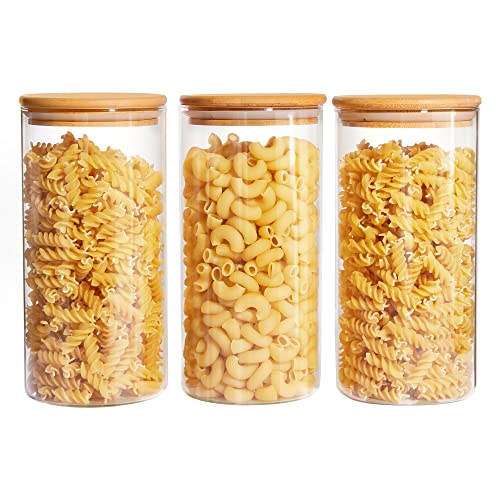 Vtopmart 3-Pack Glass Food Storage Jars with Bamboo Lids R3503
