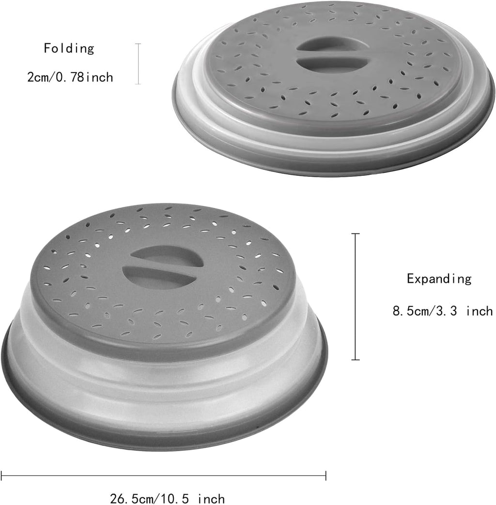 Microwave Splatter Cover, Vented Collapsible with Handle, BPA-Free, Gray, 10.5 inch A8231