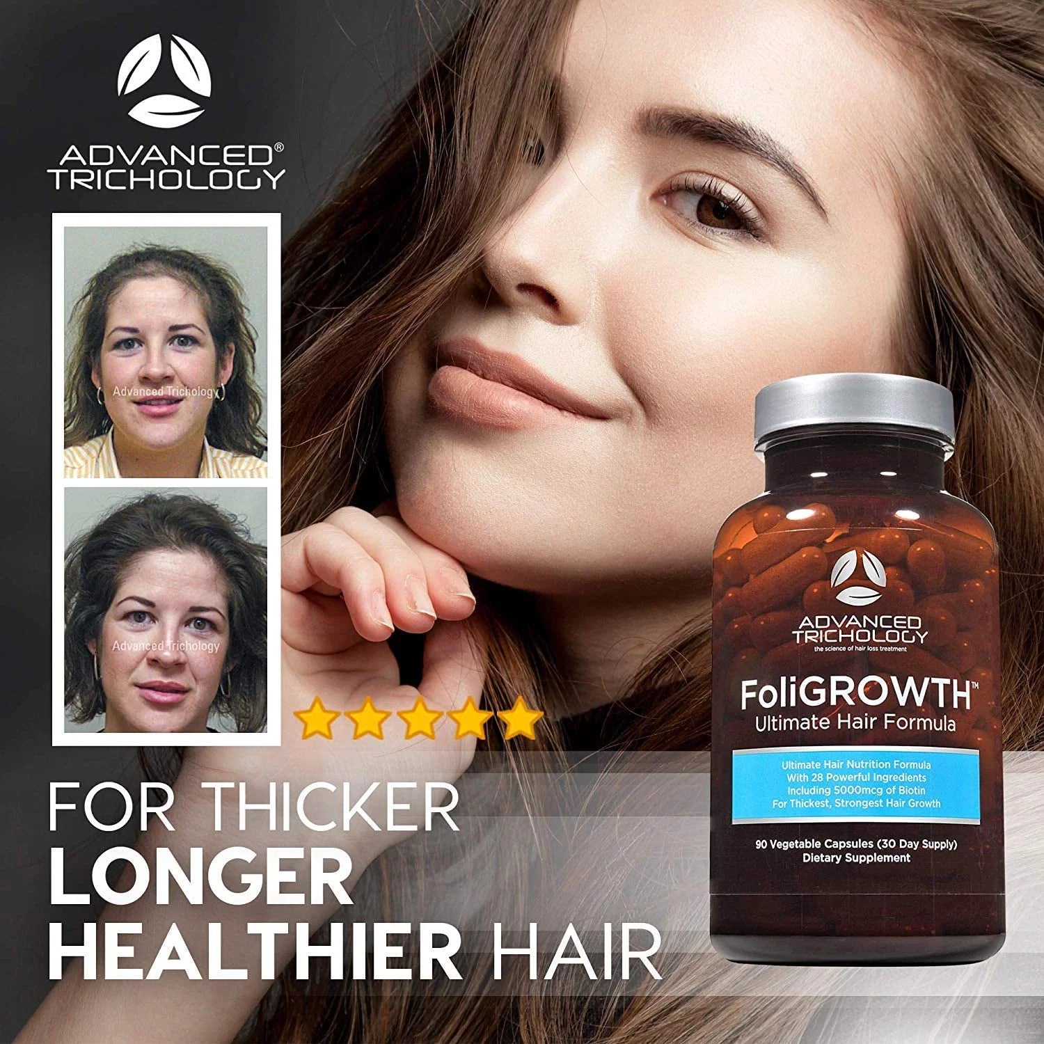 FoliGROWTH Hair Growth Vitamin with Biotin, Vegan Formula B671475