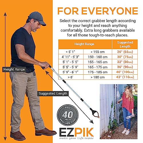 EZPIK® Folding Grabber Reacher 43 Inch with Magnets and Rotating Head B7522