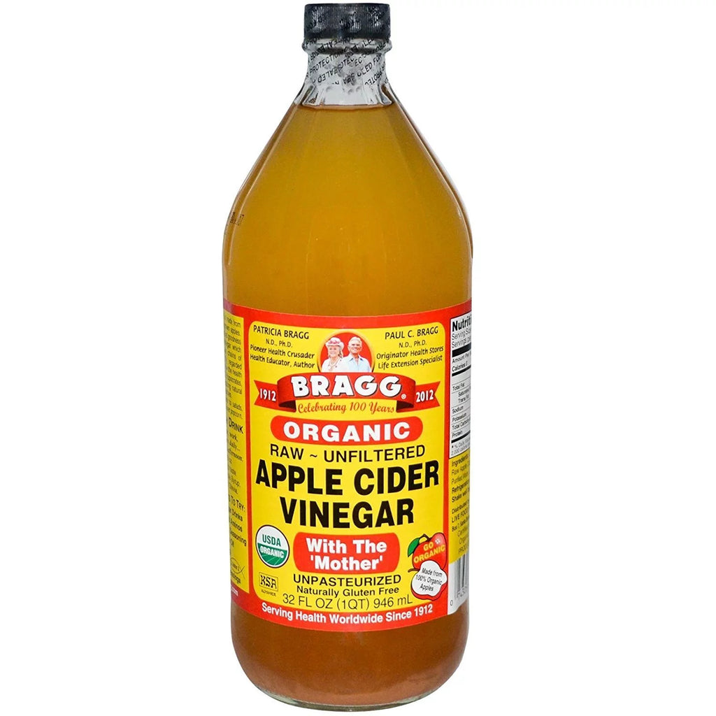 Bragg's Apple Cider Vinegar Organic Raw Unfiltered 32 Oz + Nature's Nate Raw Unfiltered Honey 16 Oz H788