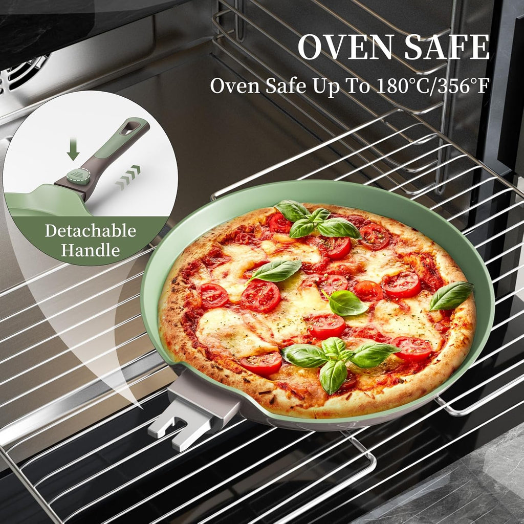 Nonstick Crepe Pan with Spreader, 10 & 11 Inch Set, Detachable Handle, PFOA-Free F7623