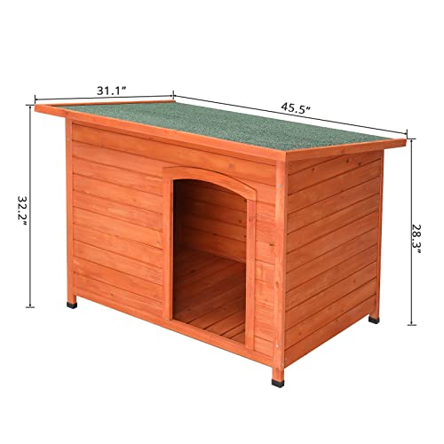 Wooden Dog Kennel 45in Outdoor Weatherproof for Small Breeds P9737