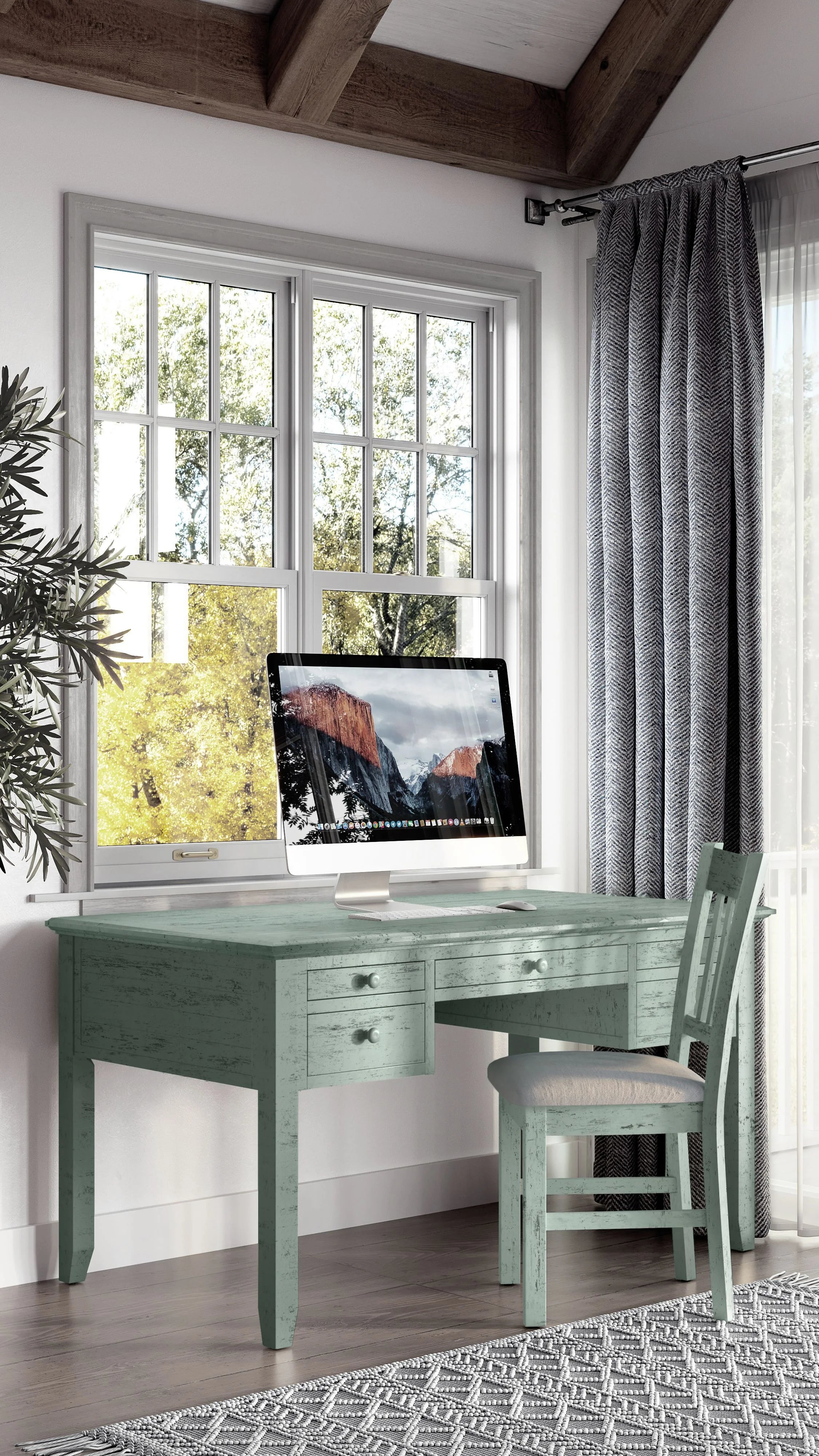 Jofran Rustic Shores Coastal Style USB Charging Desk and Chair Set