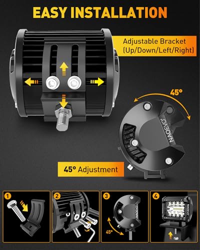 NAOEVO 4 inch LED Pod Lights, 240W, Spot Flood Combo, for Truck ATV UTV Jeep, 4 Pcs P110649