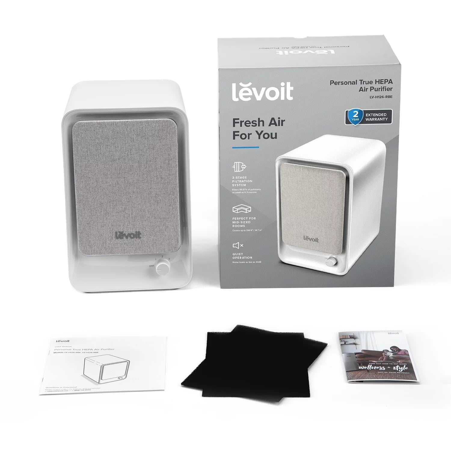 Levoit True HEPA Air Purifier LV-H126, Compact for Bedroom & Office Q2986