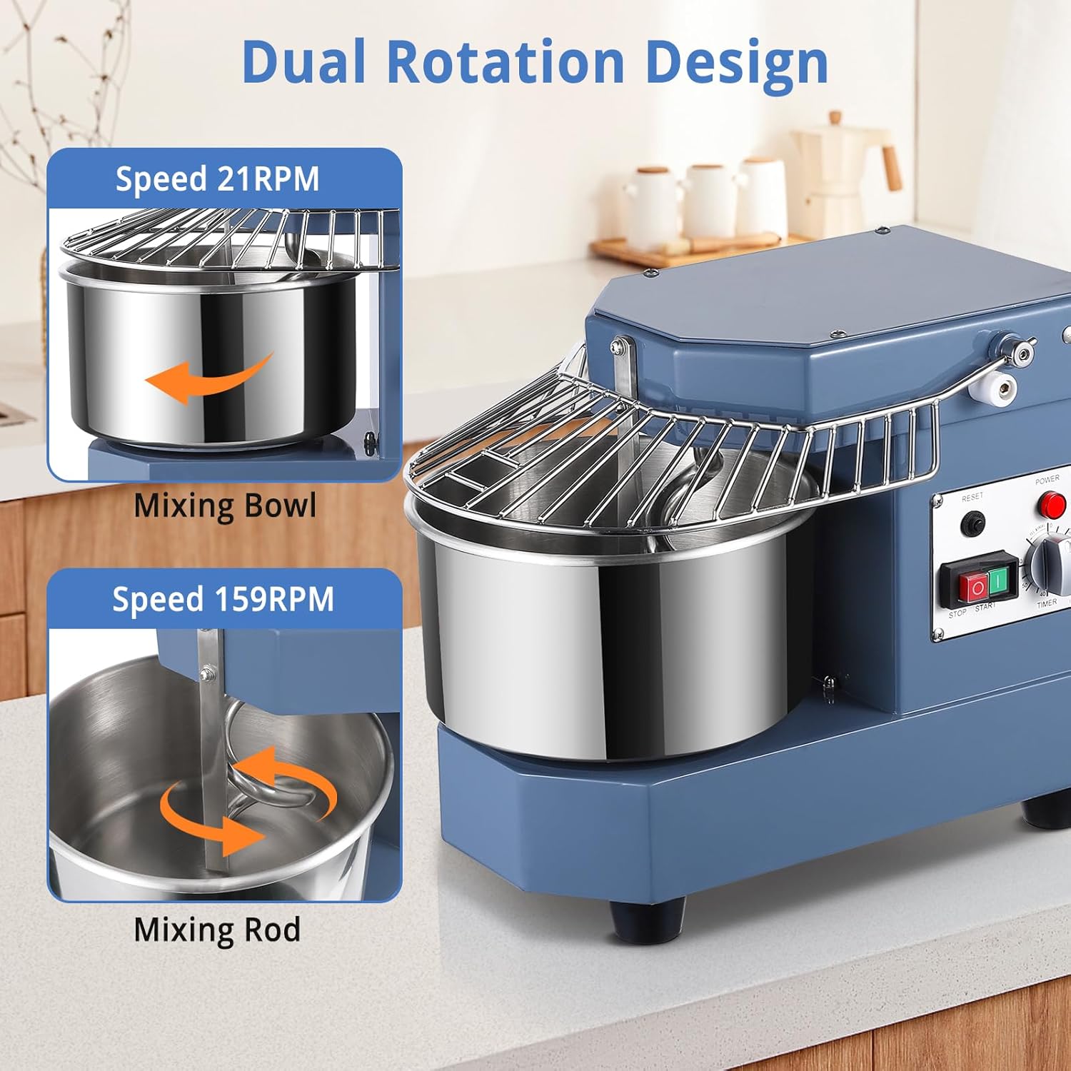 Commercial Dough Mixer 8Qt Stainless Steel Bowl 450W with Timer F551478