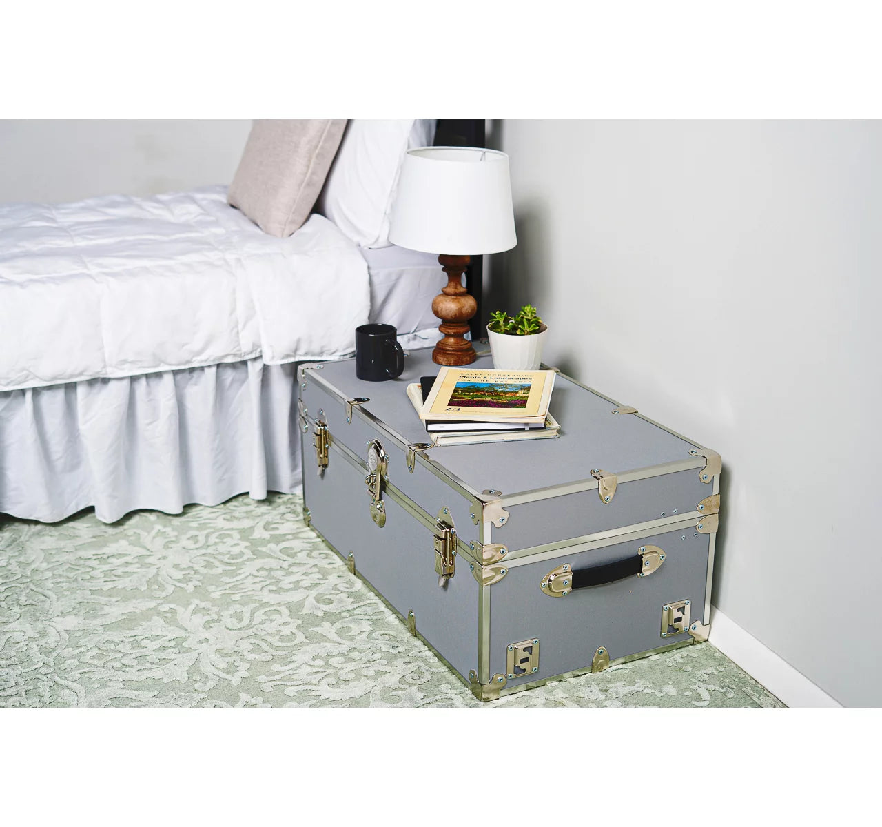 Rhino Trunk & Case Large Leather Embossed Vinyl Trunk, Forest Green L654