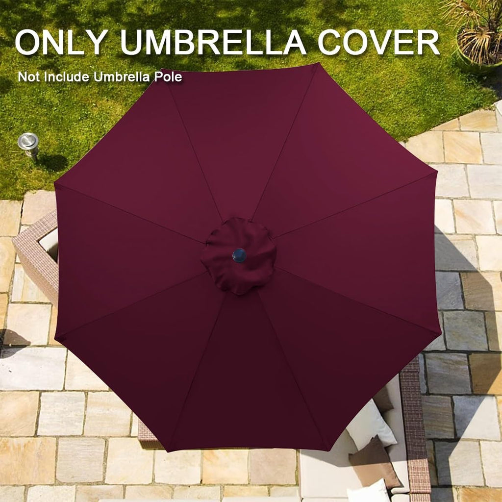 Outdoor Patio Umbrella Replacement Canopy Cover UV Protective, Wine Red J2580