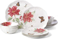 Lenox Butterfly Meadow Christmas Poinsettia 12 Piece Dinnerware Set