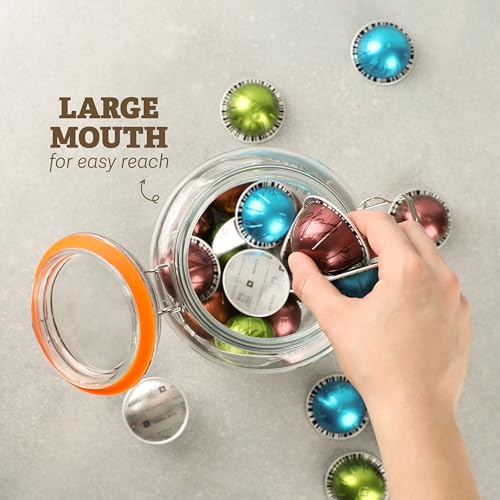 kitchentoolz Large 1 Gallon Glass Mason Jar with Hinged Lids, Wide-Mouth, Pack of 2 J9205