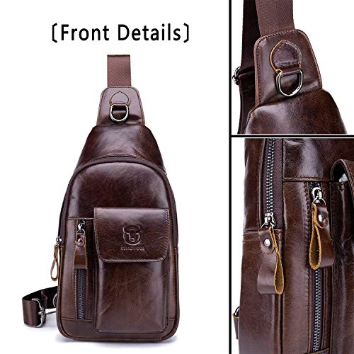 BULLCAPTAIN Men's Leather Crossbody Sling Bag N895