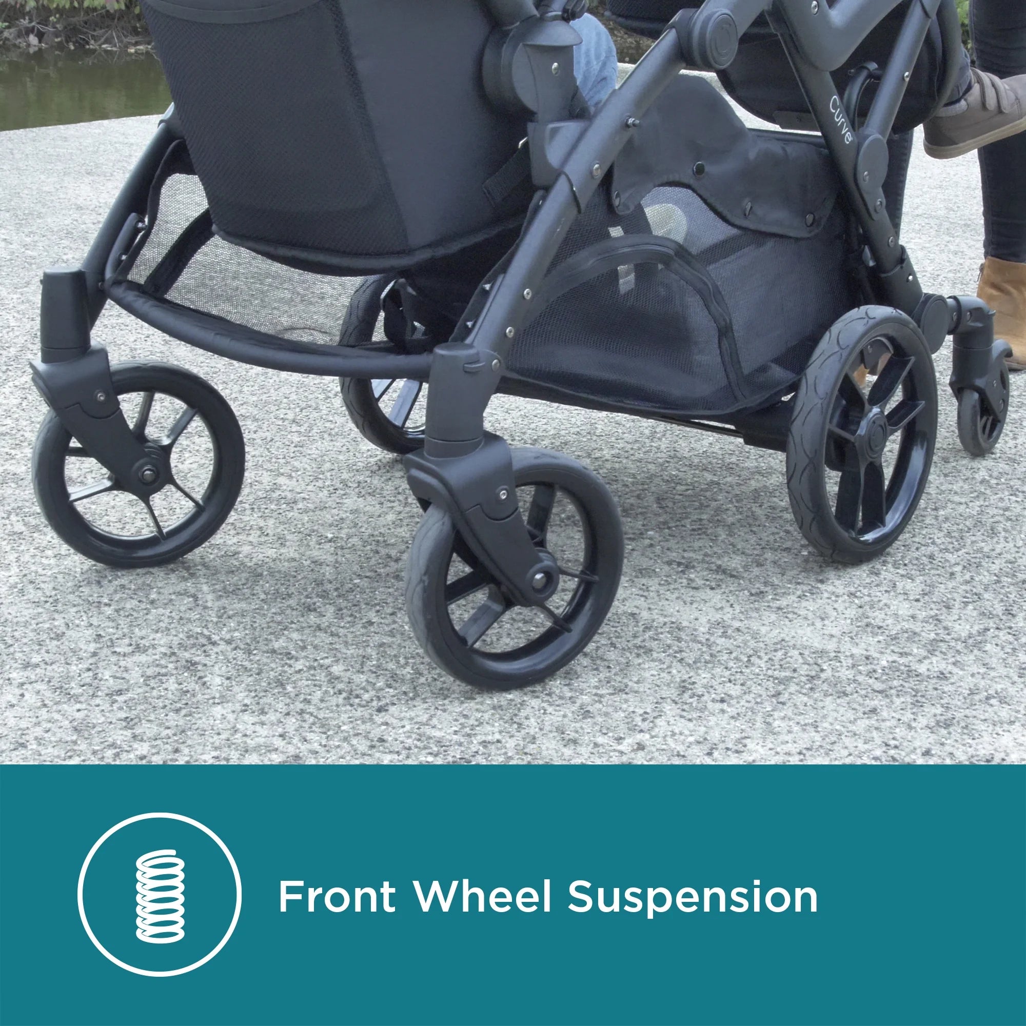 Contours Curve V2 Double Tandem Stroller, Black Herringbone B188895