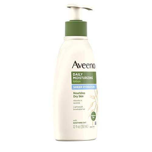 Aveeno Sheer Hydration Daily Moisturizing Lotion for Dry Skin, Fragrance-Free, 12 Fl. Oz J352