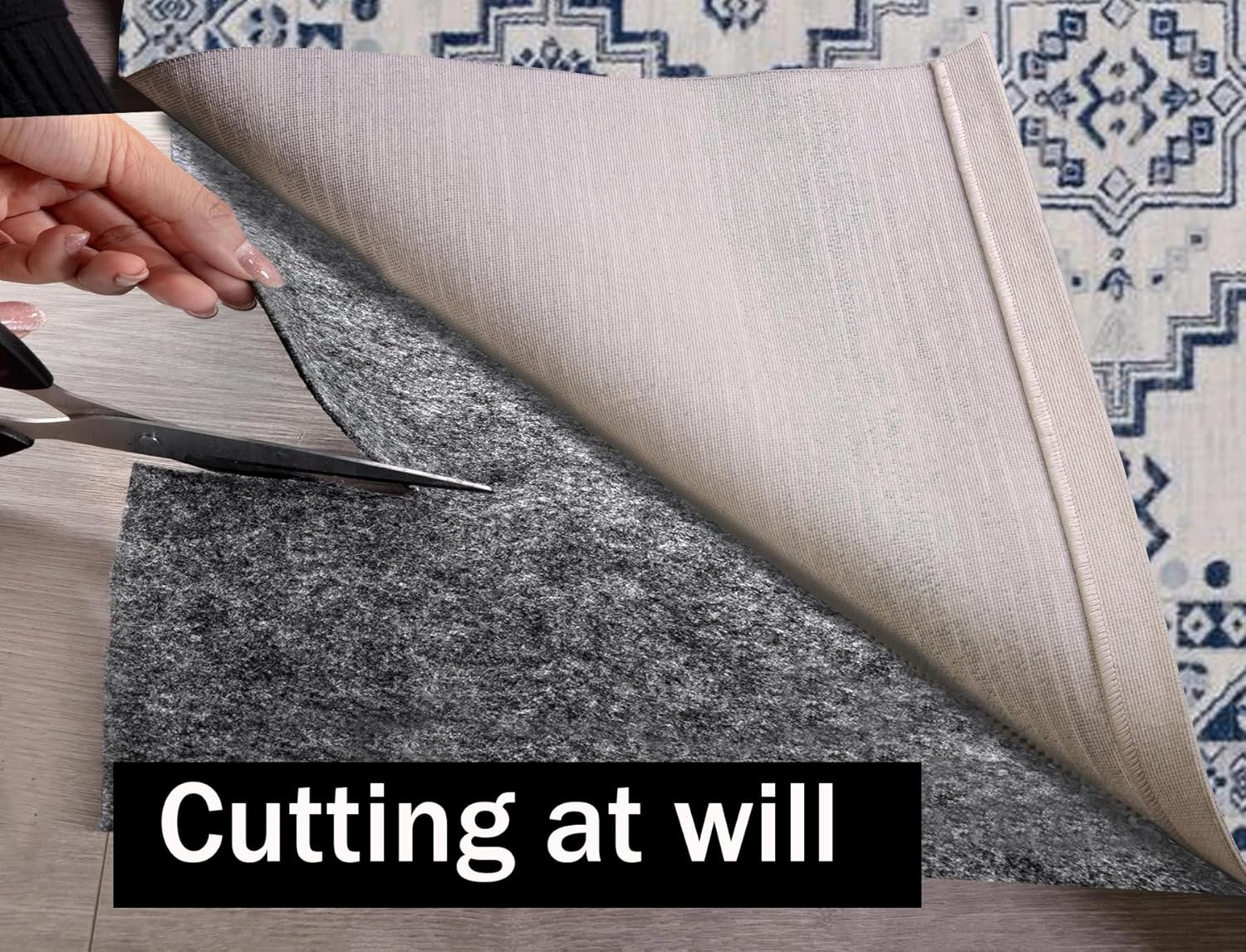 Waterproof Non-Slip Rug Pad 5x7 ft for Hardwood Floors A2412